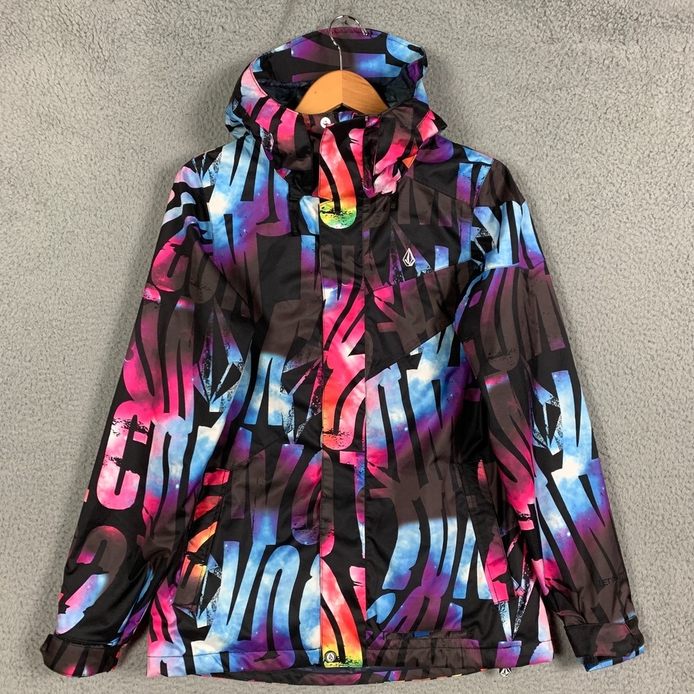 Volcom EQS Cremini Jacket Petite SP Rainbow Galaxy Hooded Snowboard Ski Nimbus